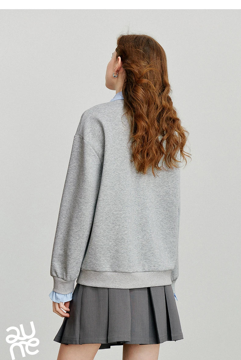 Layered Collared Embroidered Sweatshirt