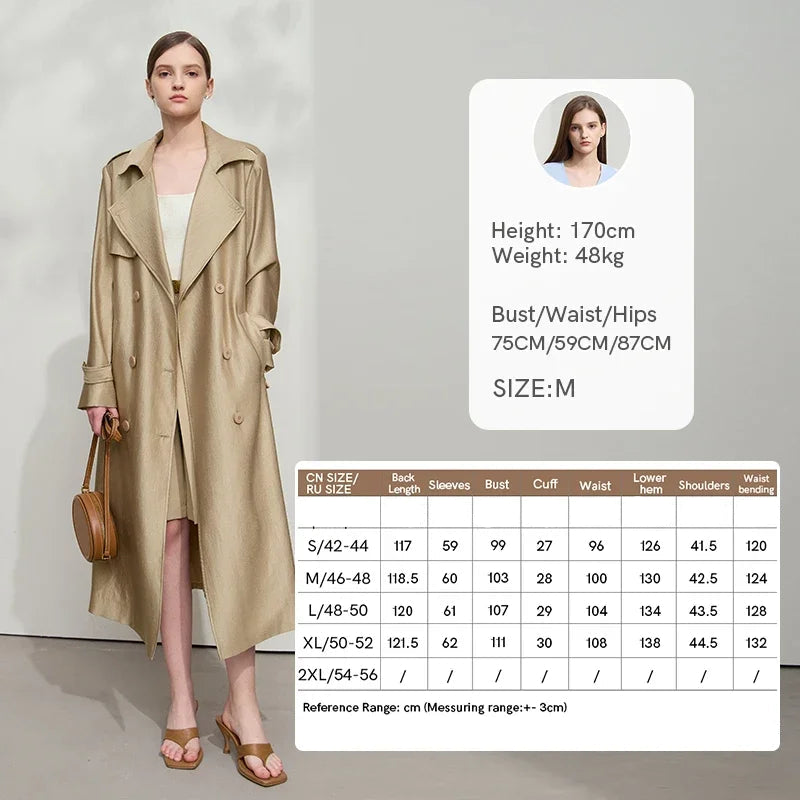Minimalist Double Breasted Long Trench Coat