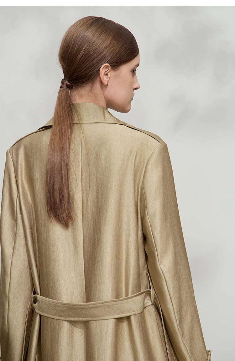 Minimalist Double Breasted Long Trench Coat