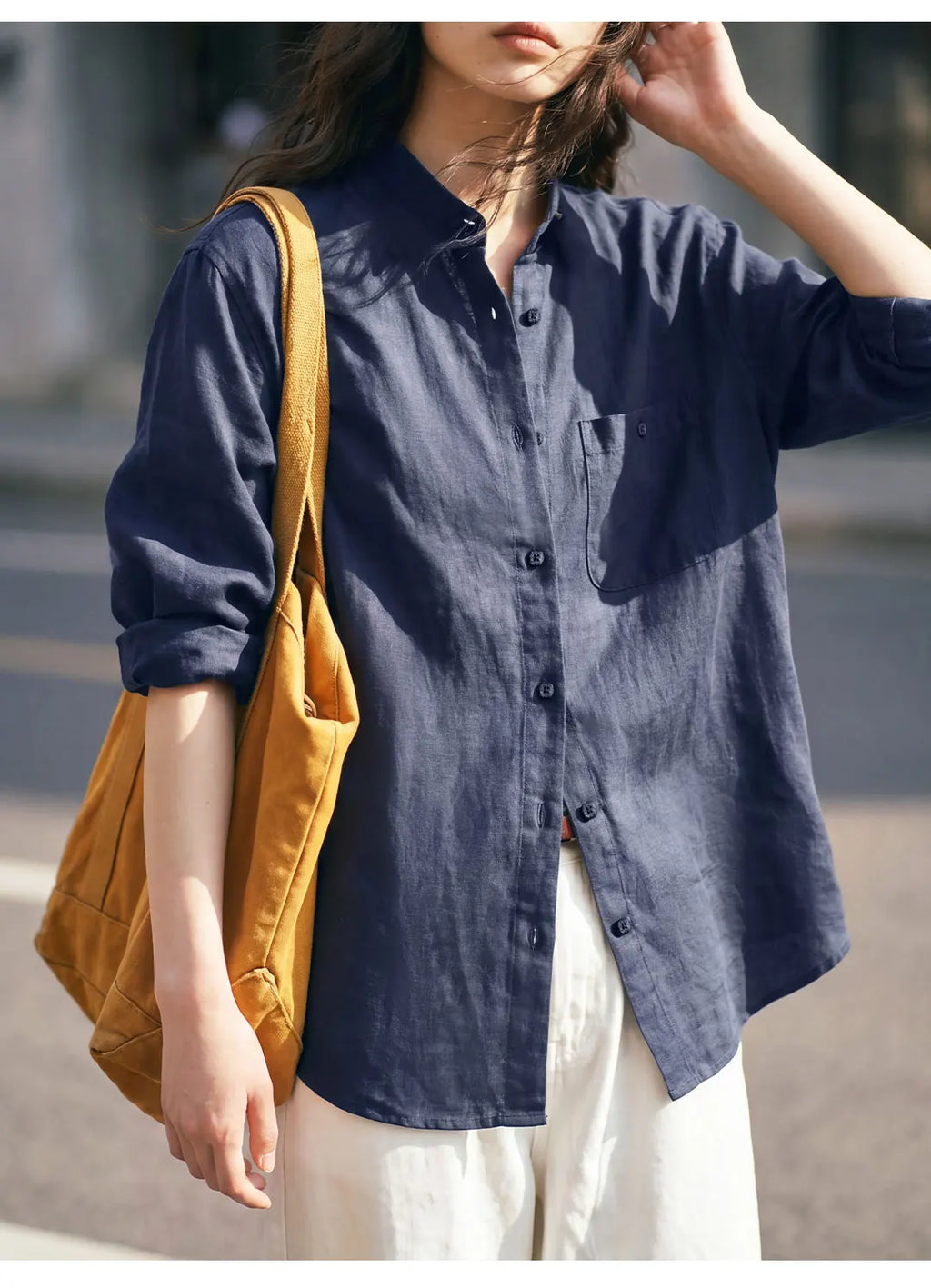 Linen Blend Button-Down Shirt