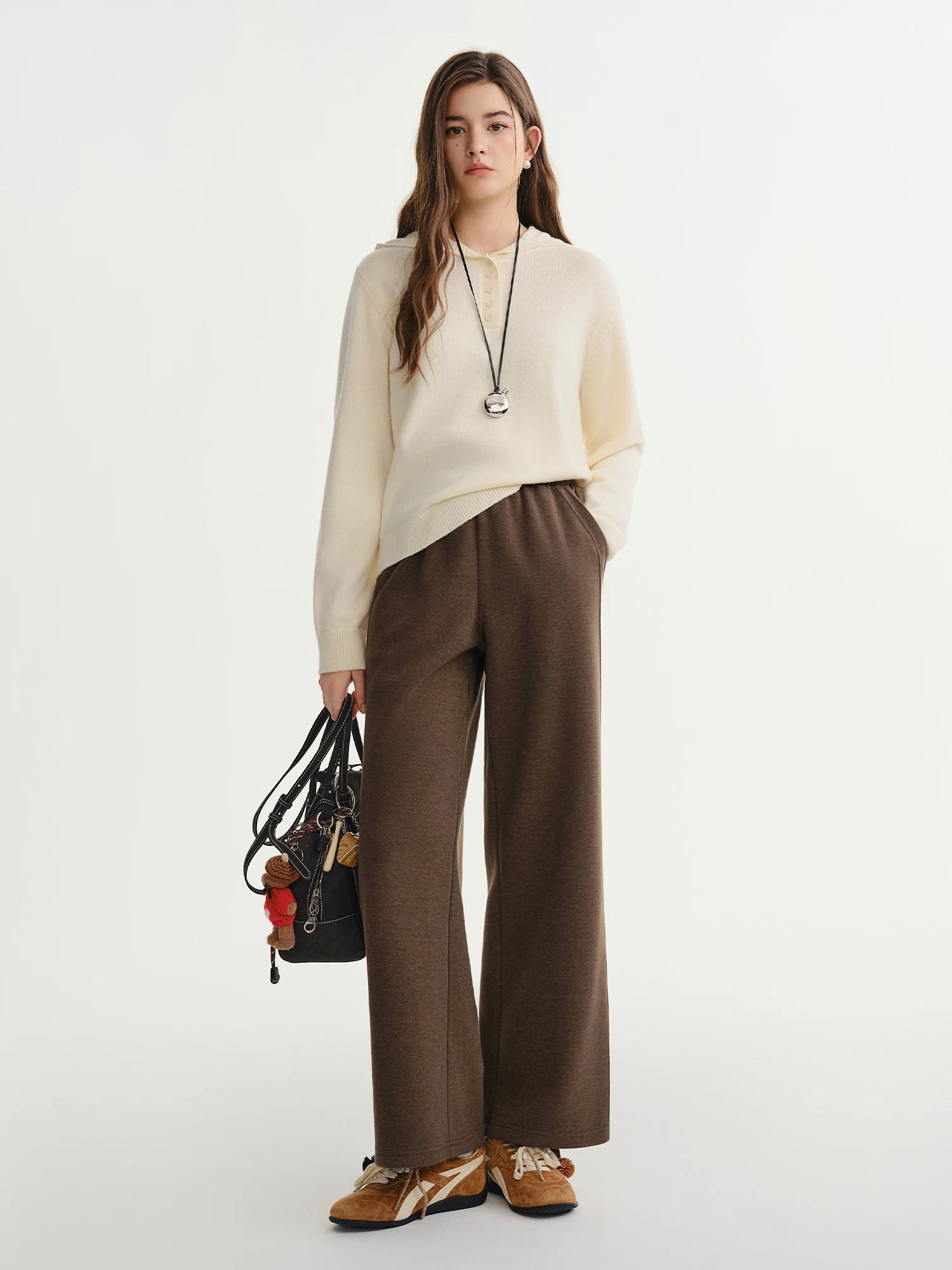 Relaxed Fit Wide Leg Casual Pants