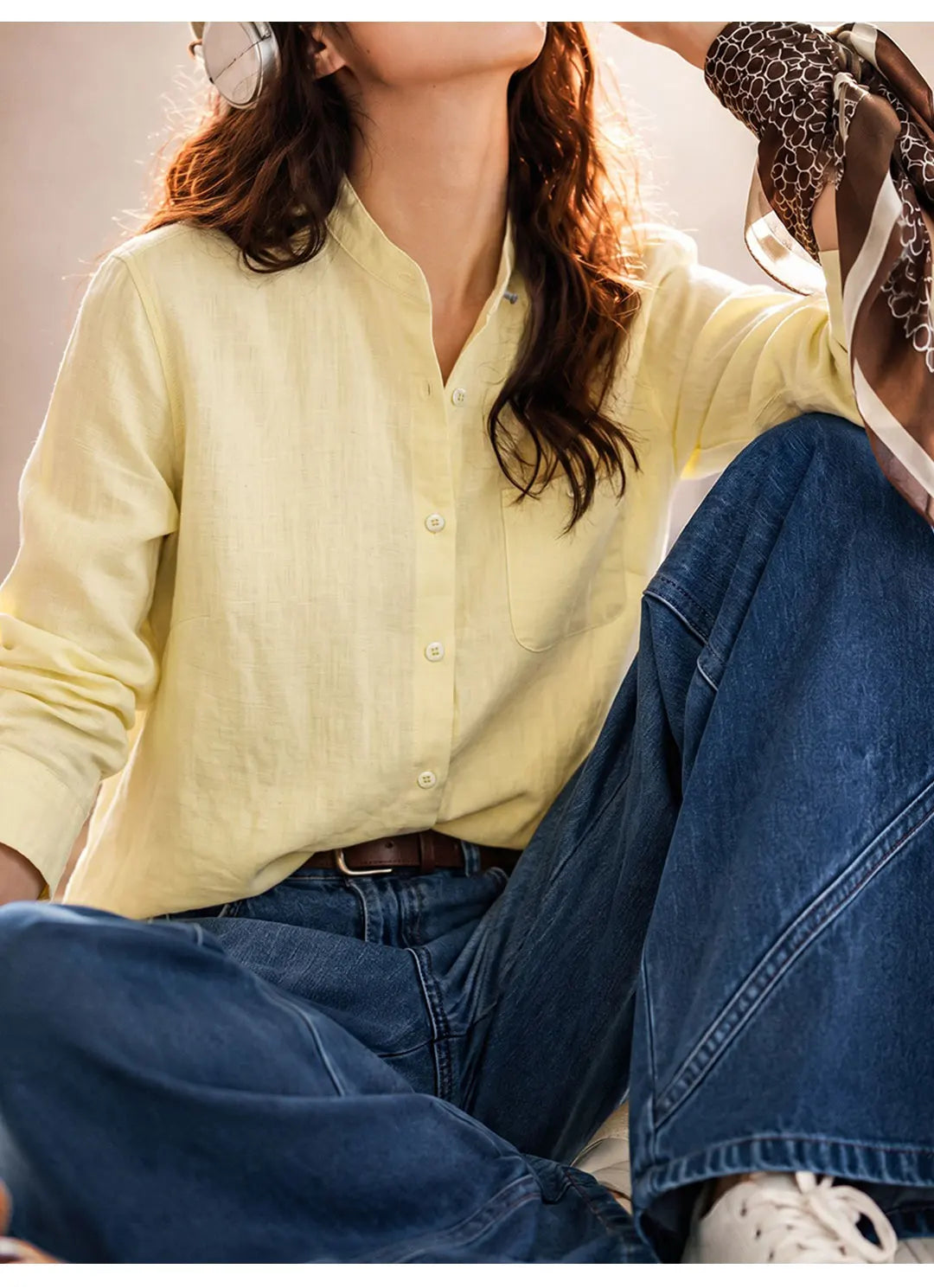 Linen Blend Button-Down Shirt