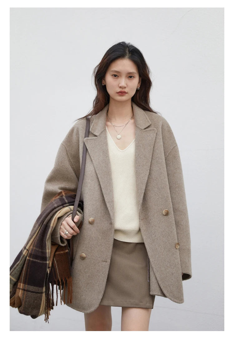 Woolen Loose Double Breasted Jacket