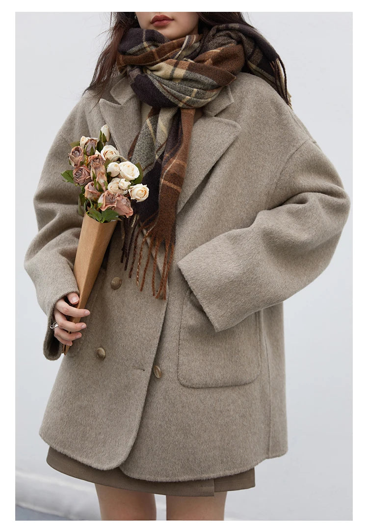 Woolen Loose Double Breasted Jacket