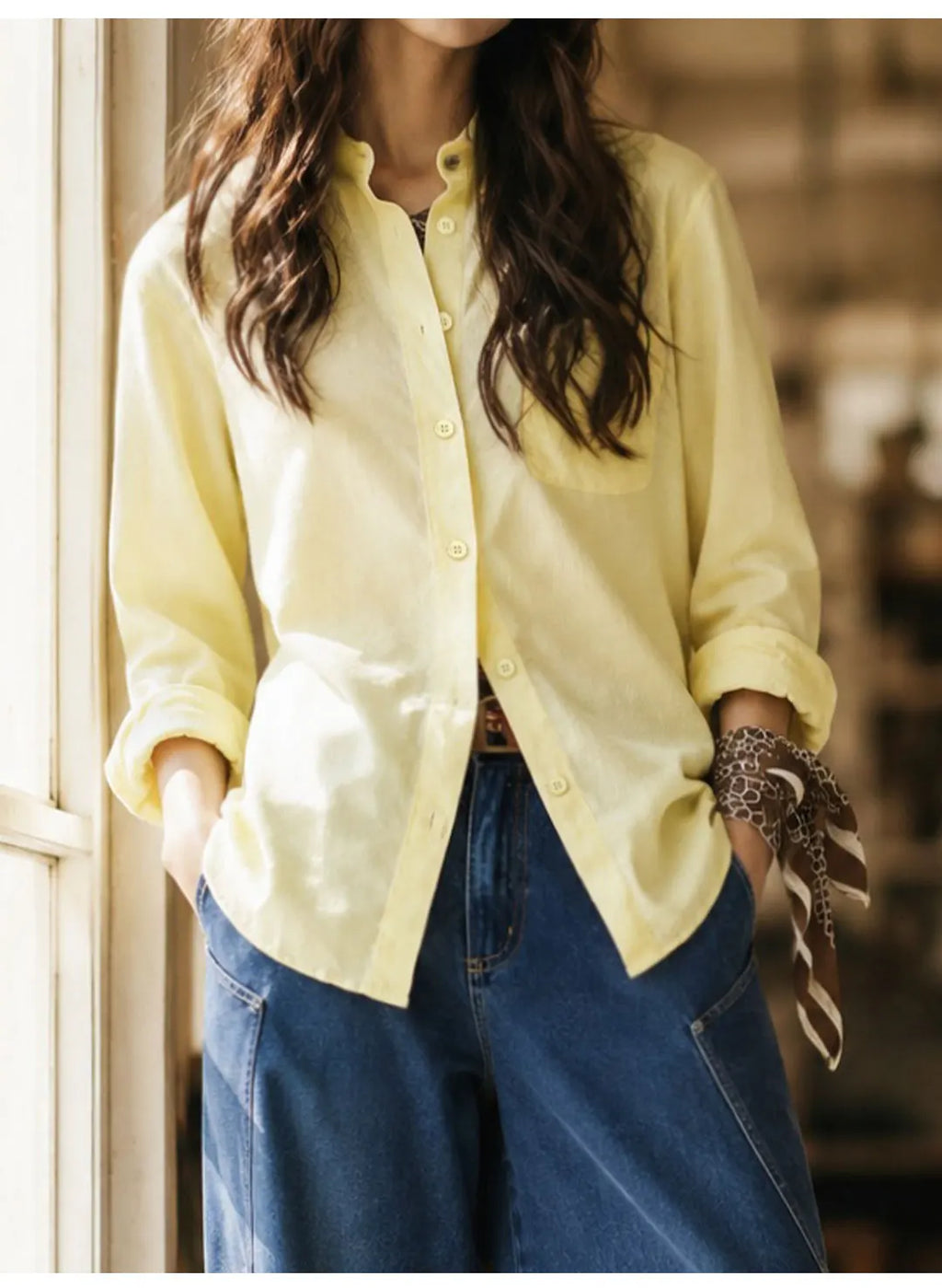 Linen Blend Button-Down Shirt