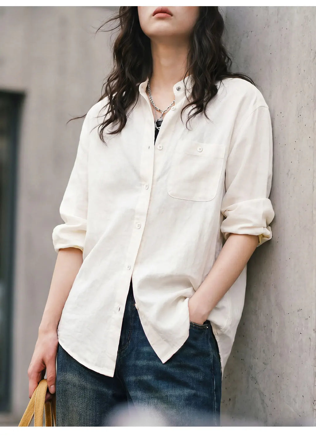 Linen Blend Button-Down Shirt