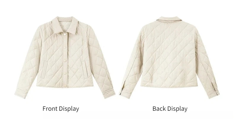 Plaid Spliced Cuff Quilted Parka