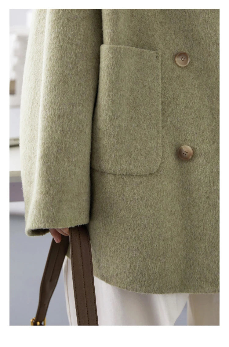Woolen Loose Double Breasted Jacket