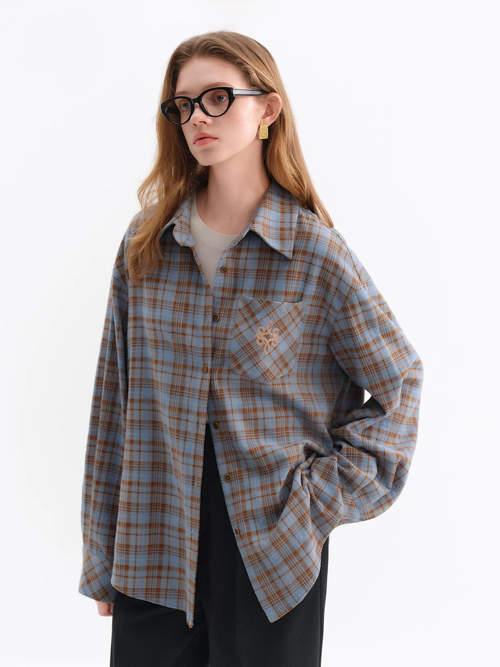 Brushed Plaid Oversized Shirt