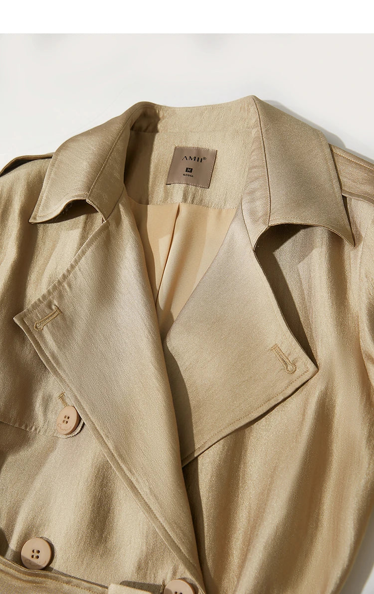 Minimalist Double Breasted Long Trench Coat