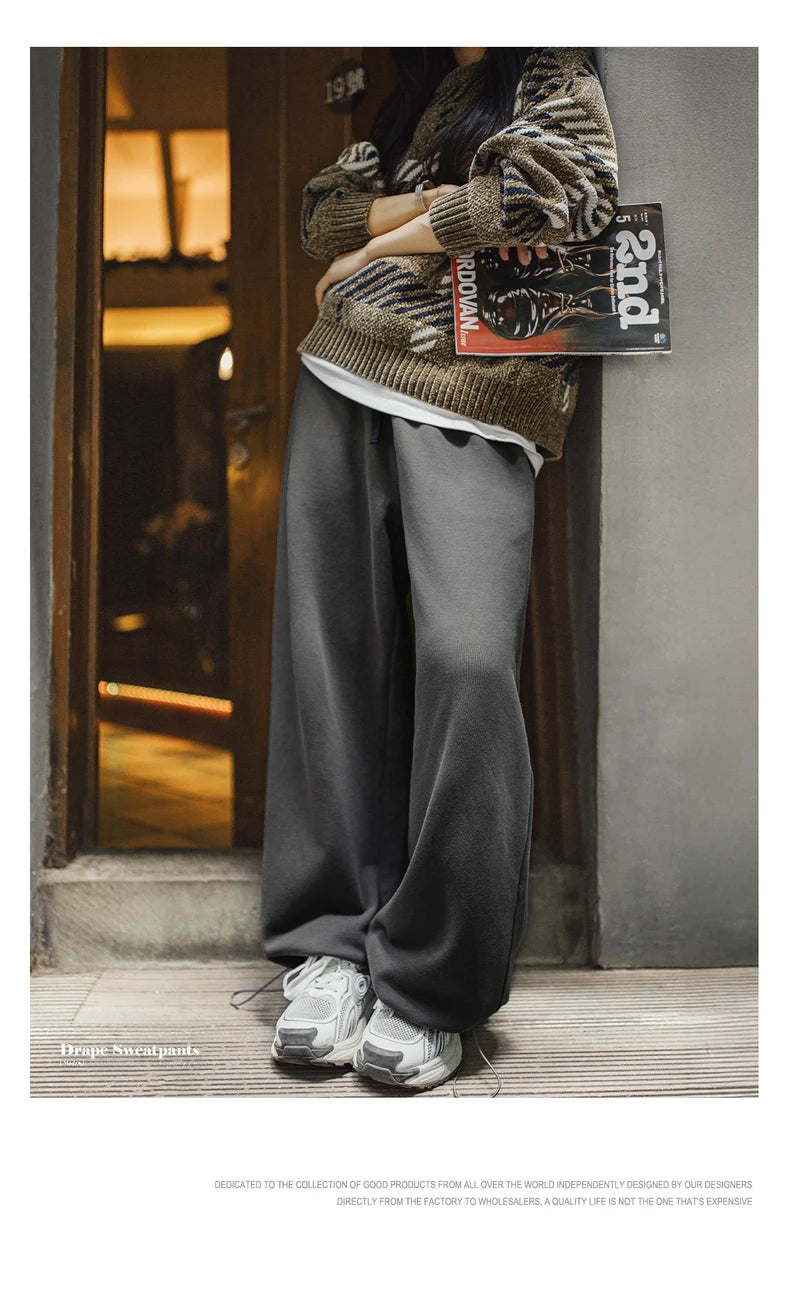 Wide-Leg Knit Sweatpants