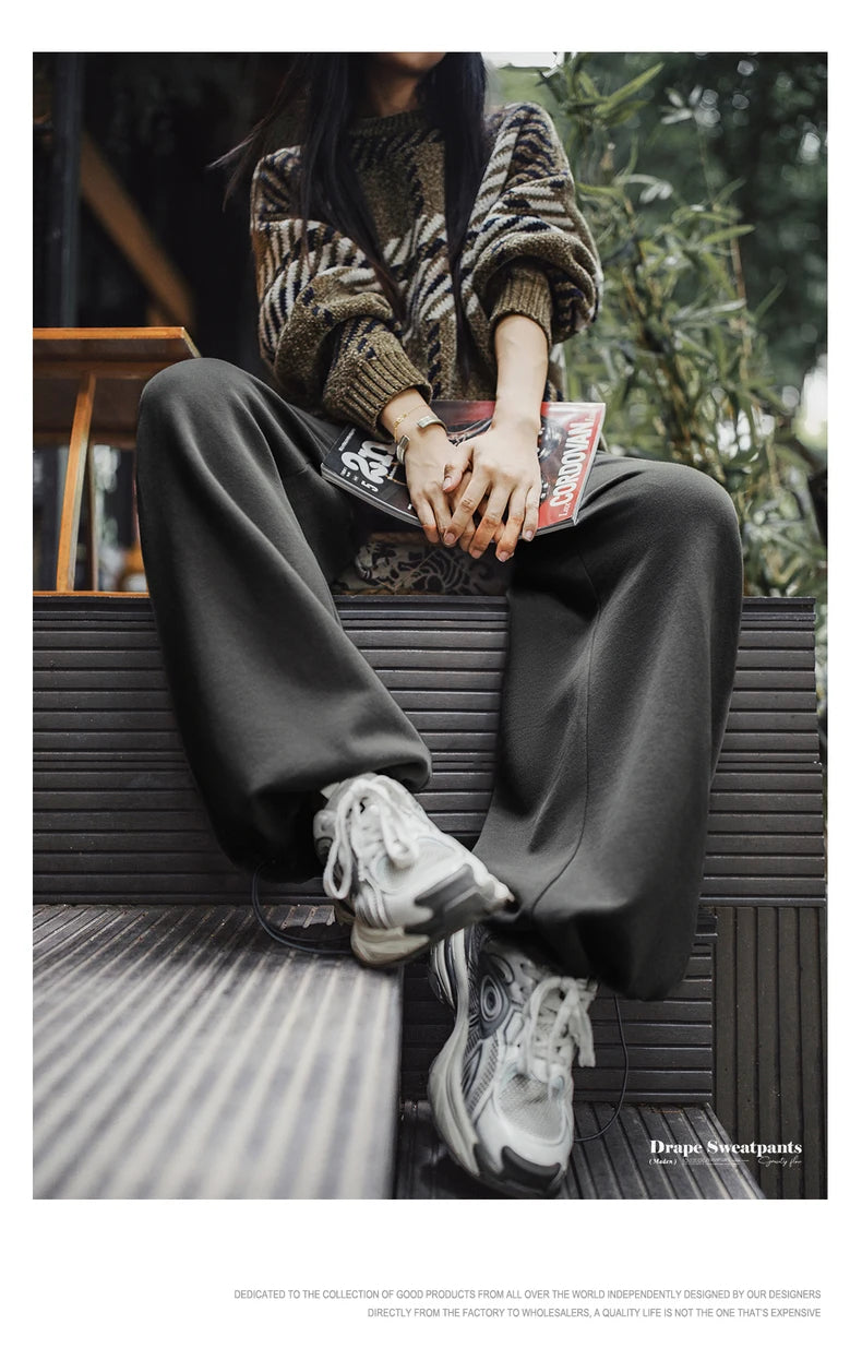 Wide-Leg Knit Sweatpants