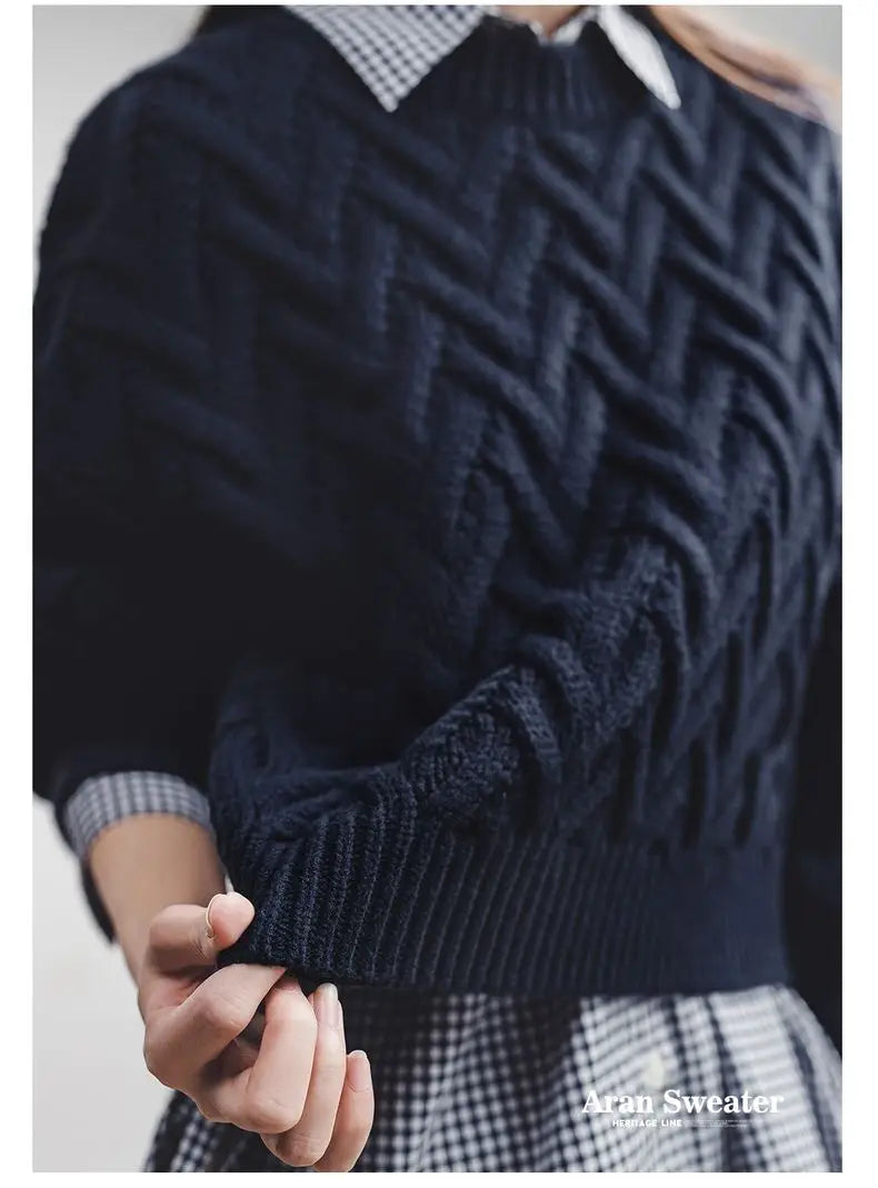 Cable Knit Aran Crew Neck Sweater