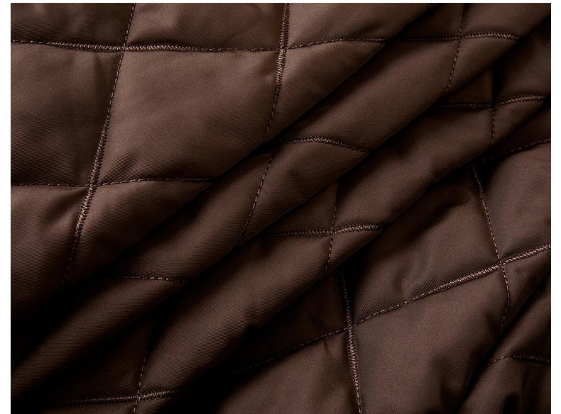Plaid Spliced Cuff Quilted Parka