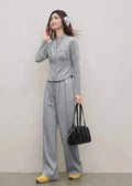 Zip-Up Sweatshirt & Wide-Leg Pants Set