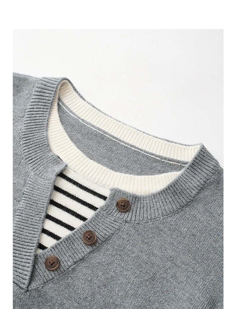 Layered Illusion Patchwork Knit Sweater