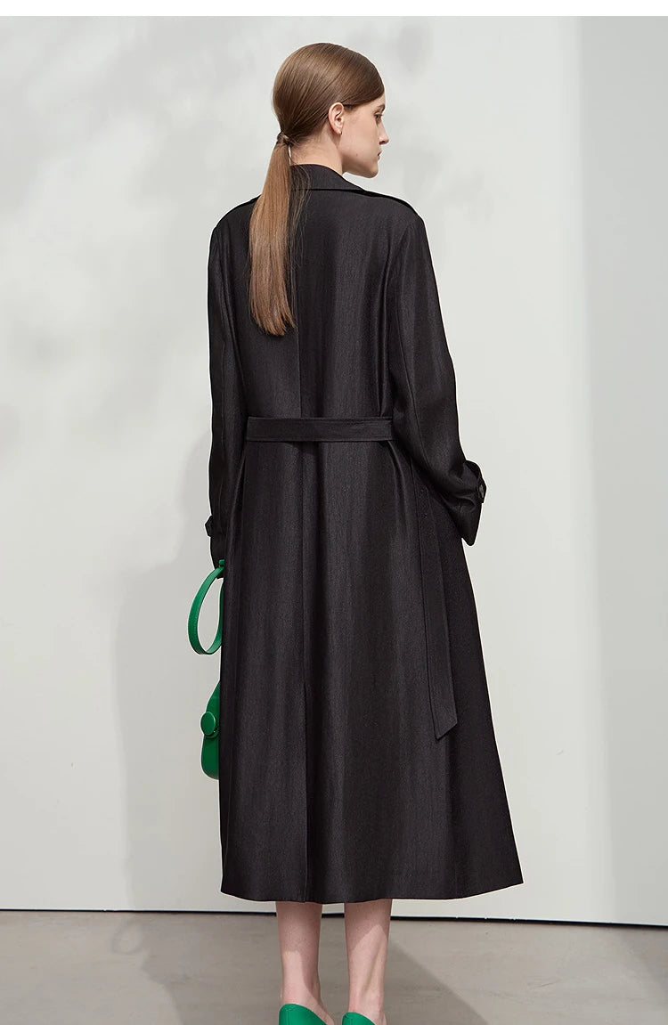 Minimalist Double Breasted Long Trench Coat