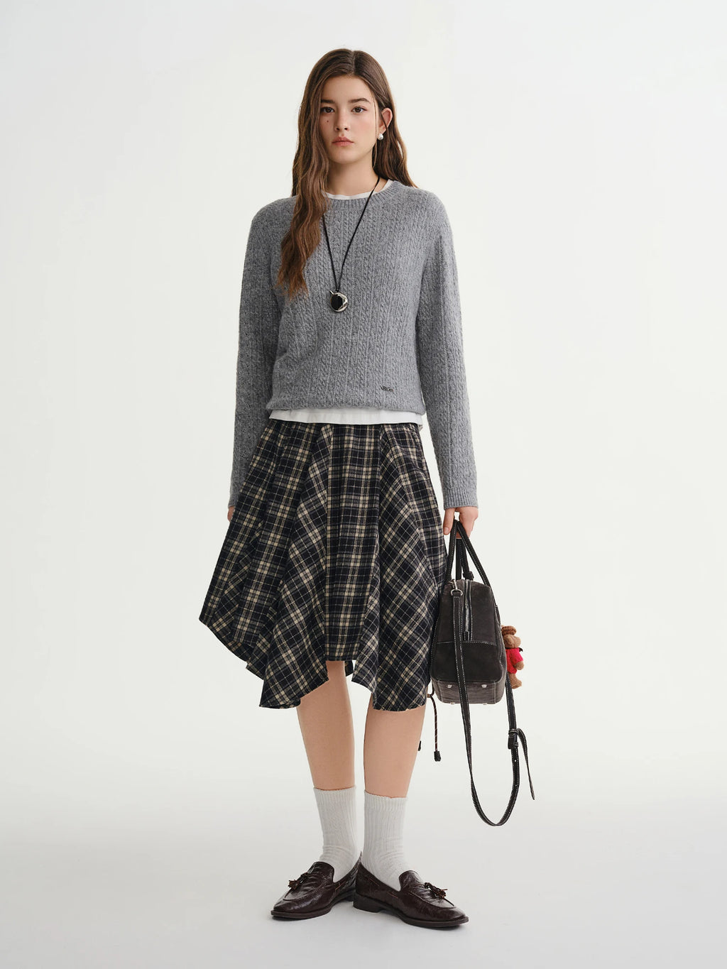 Textured Crew Neck Knit Sweater