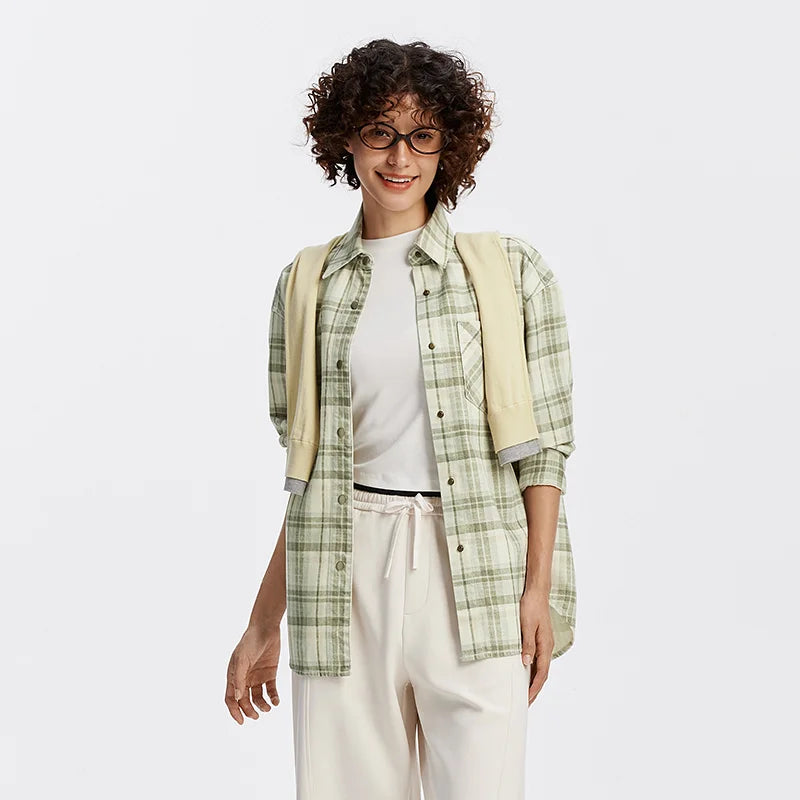 Oversized Plaid Long Sleeve Shirt
