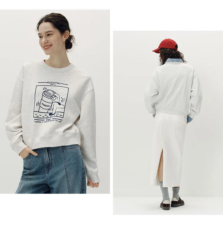 Graphic Print Drop Shoulder Sweatshir