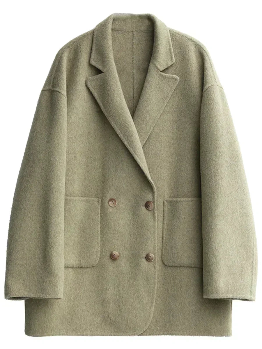 Woolen Loose Double Breasted Jacket