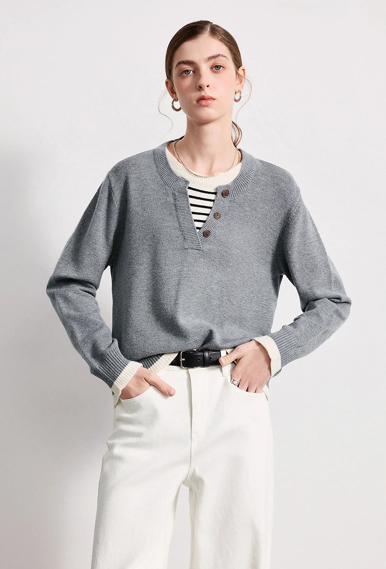 Layered Illusion Patchwork Knit Sweater