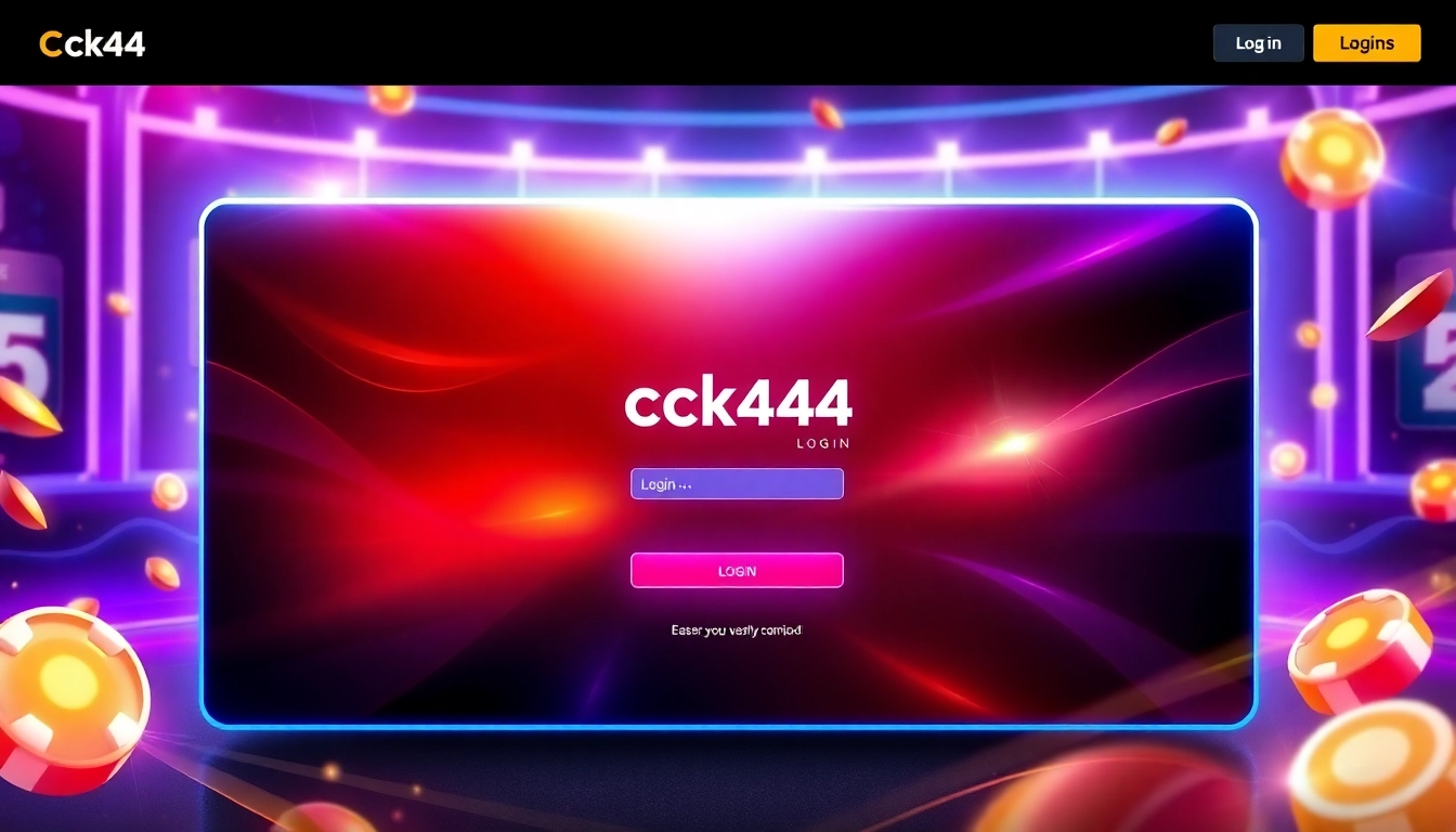 Seamless ck444 login interface on a vibrant gaming dashboard, inviting players to access their account quickly and securely in a lively, engaging environment.