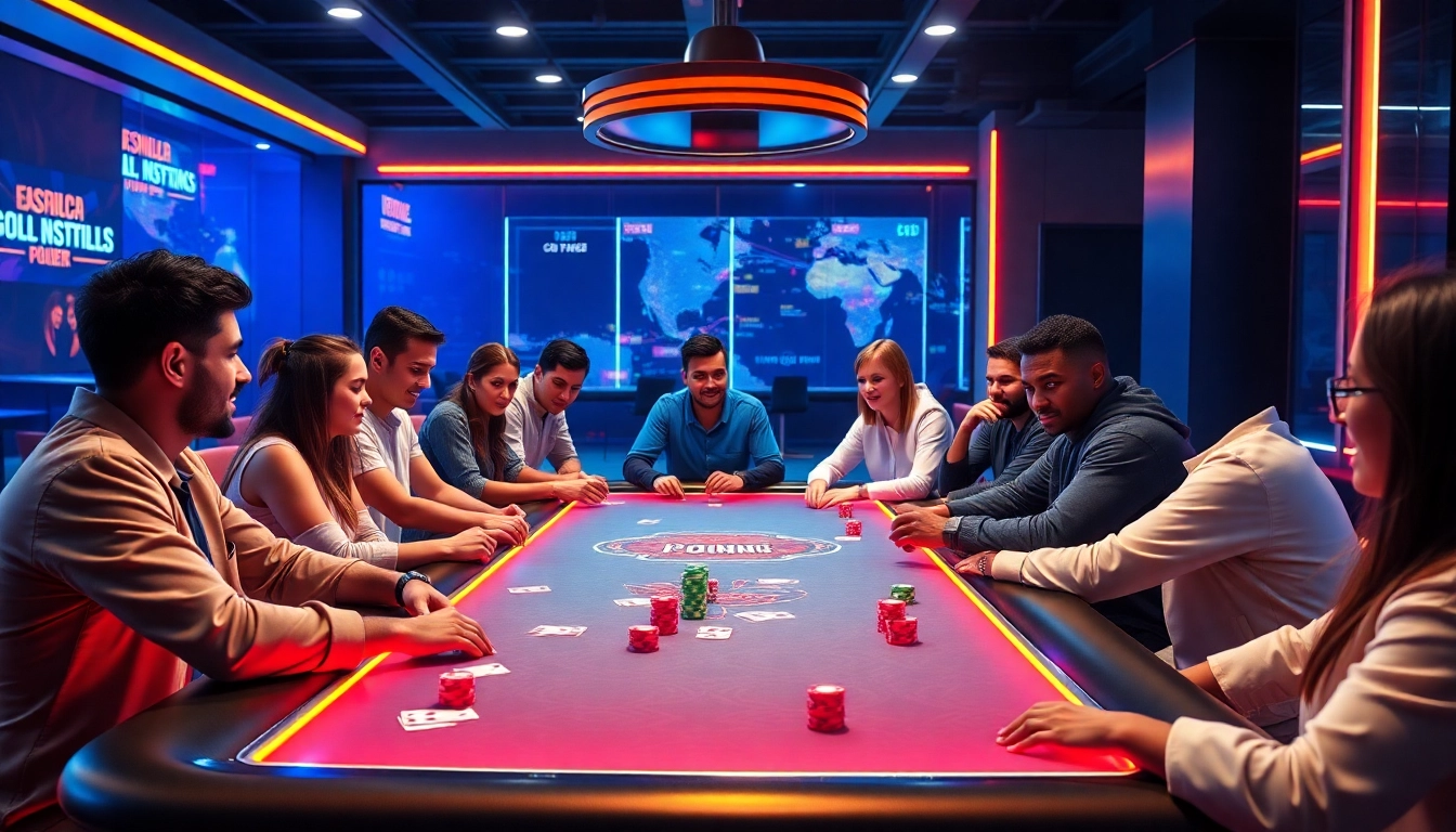 Engaging image of players enjoying Clubgg poker with lively chips, cards, and digital interface, highlighting community and gaming excitement.