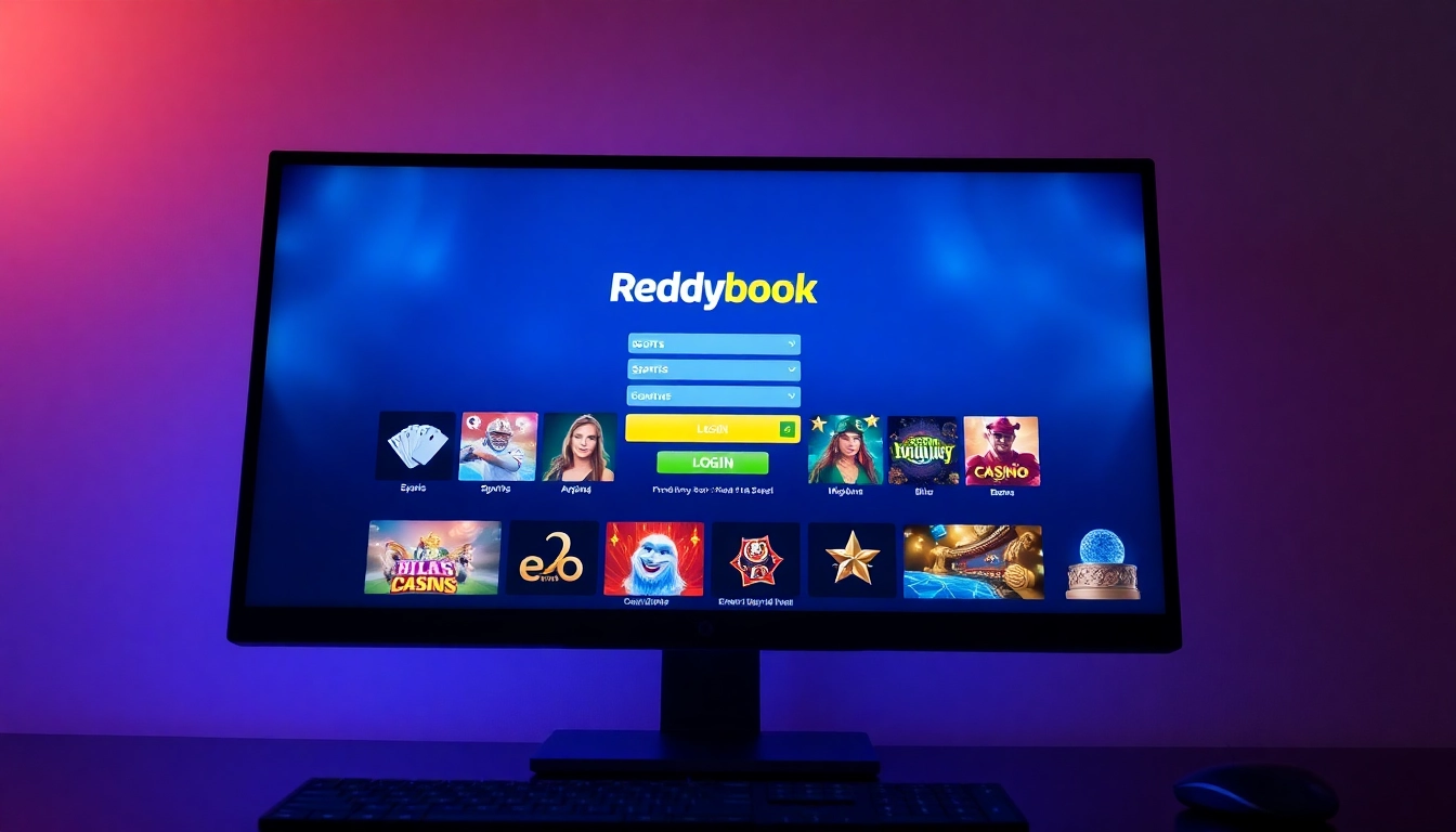 Secure Reddybook Login page with sports and casino icons, ensuring safe access for users
