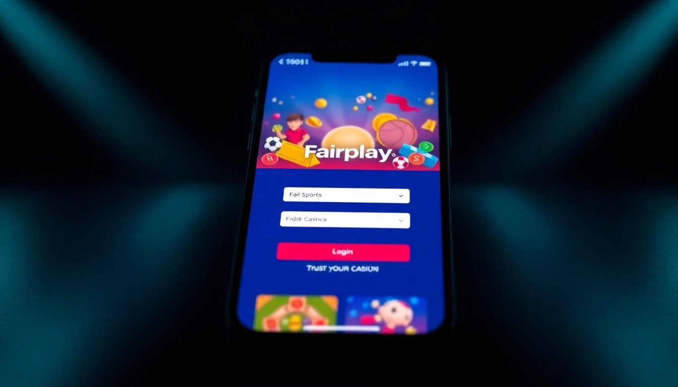 Screen showing the fairplay login page with sports and casino options for quick access and secure betting.