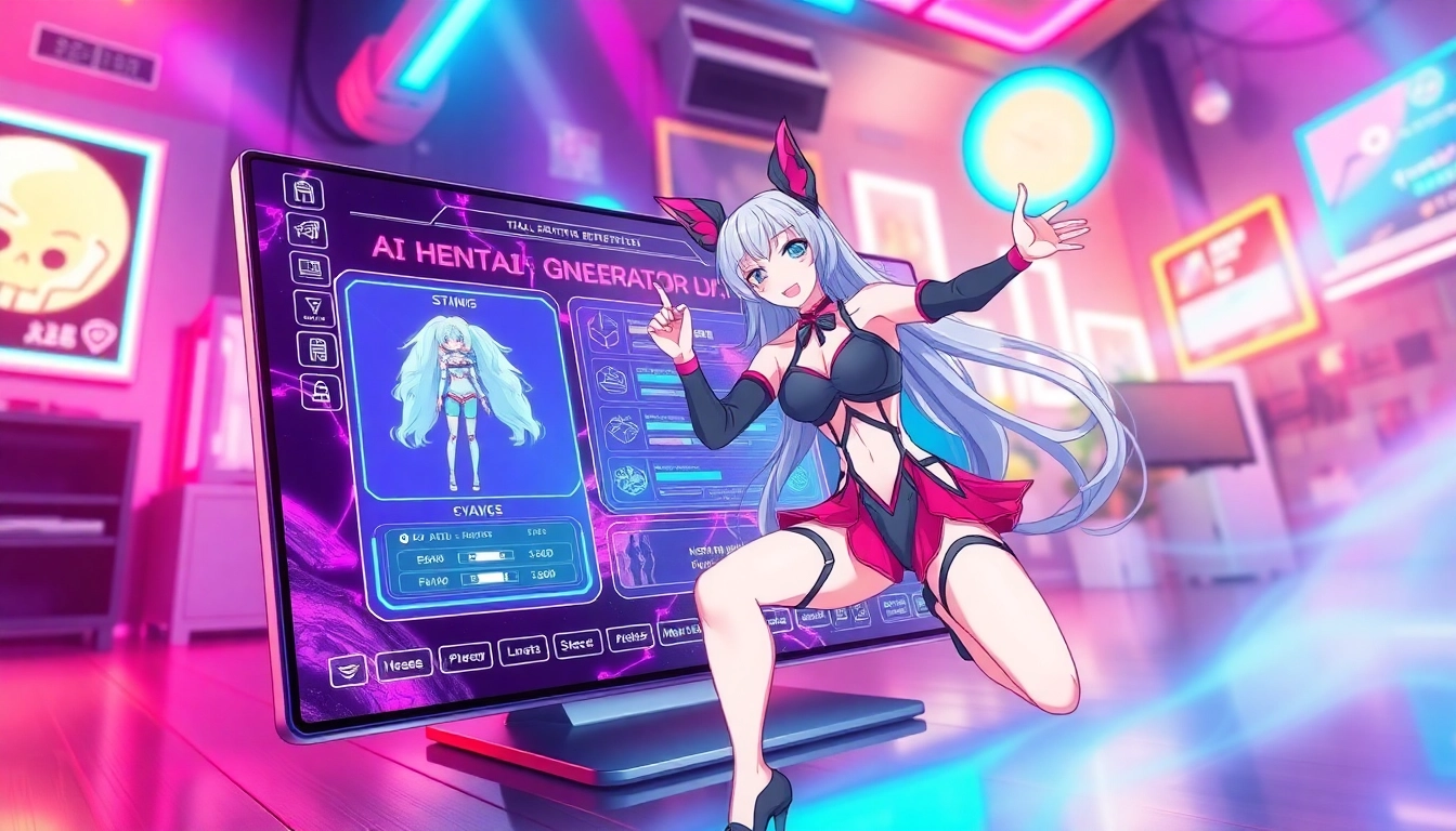 Interactive AI hentai generator interface with detailed anime characters for realistic creations and vivid visuals.
