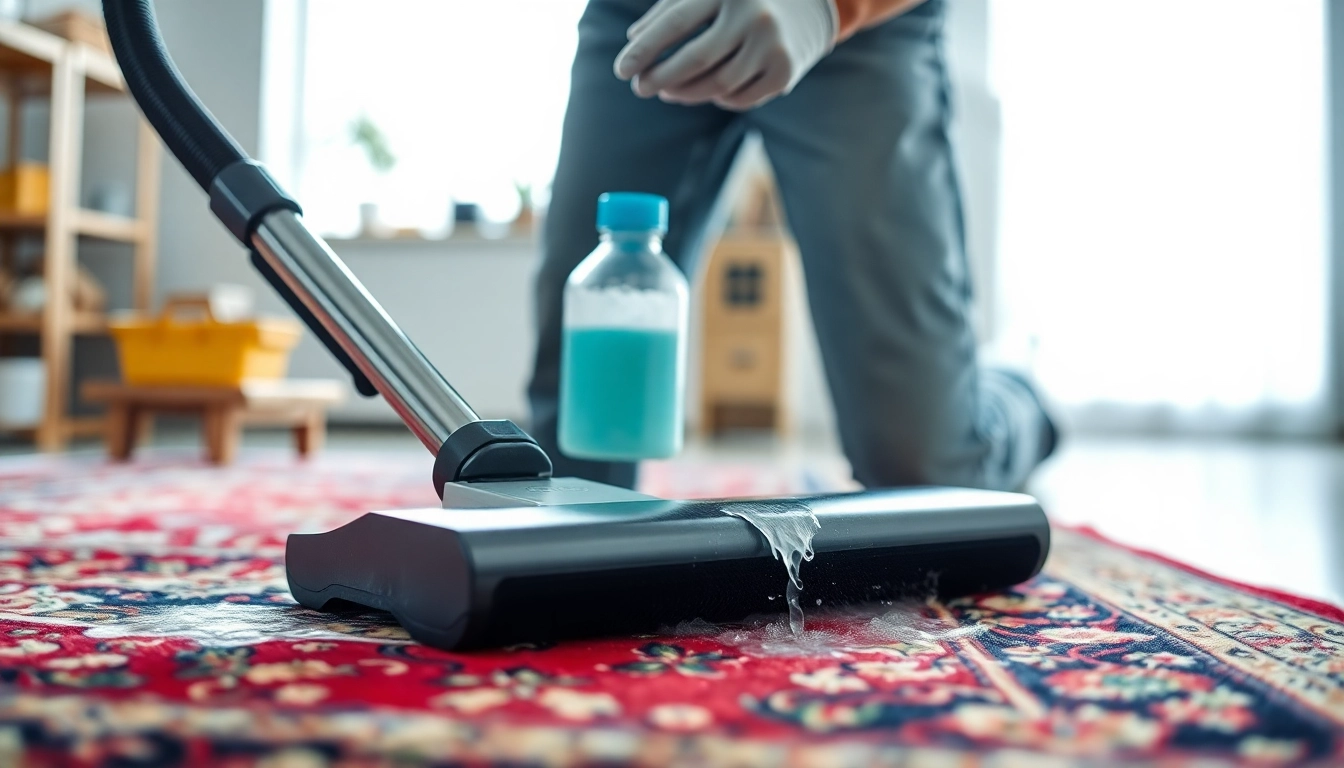 Skilled technician performs Lavaggio tappeto Milano on a traditional Persian rug with