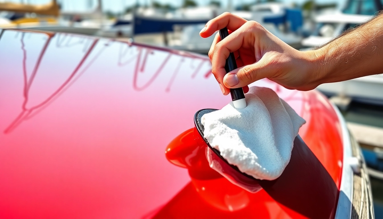 Applying Boots Versiegelung to protect boat surface for durability and shine with expert care